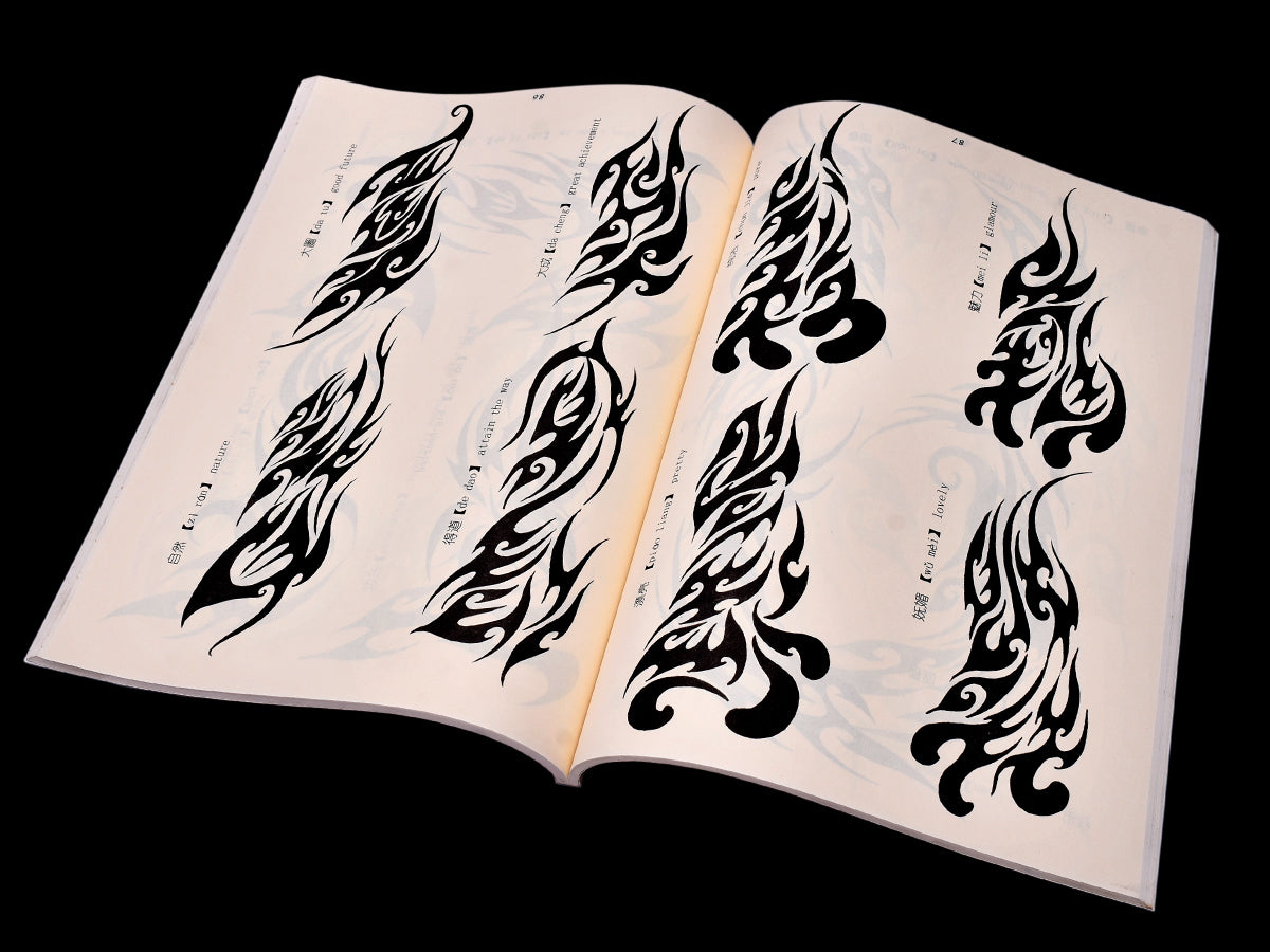 Language Tattoo Flash With Black And White Line Design Book