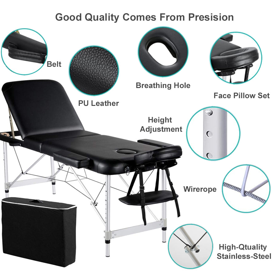 Tattoo Table Bed Strong Aluminium 200 Kg Capacity 3-Fold(Rs.500 Shipping Included)