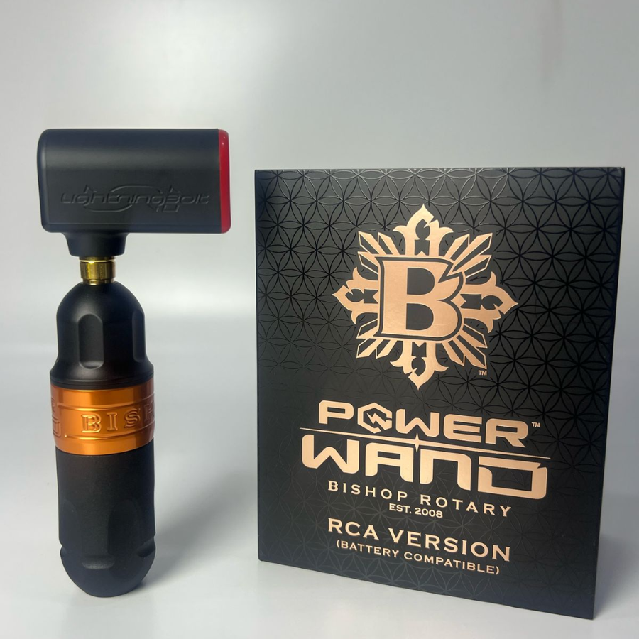 Bishop Rotary Power Wand Tattoo Machine With Lightning Bolt Battery Pack
