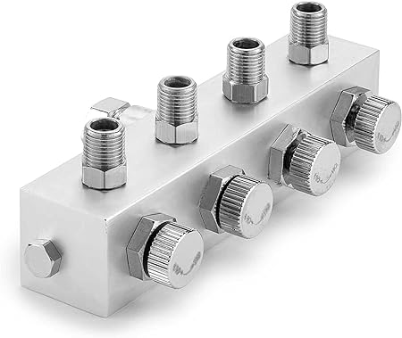 Tattoo Airbrush Manifold: 3-Way Air Pipe Splitter with 1/8" BSP Taps (AG-403)