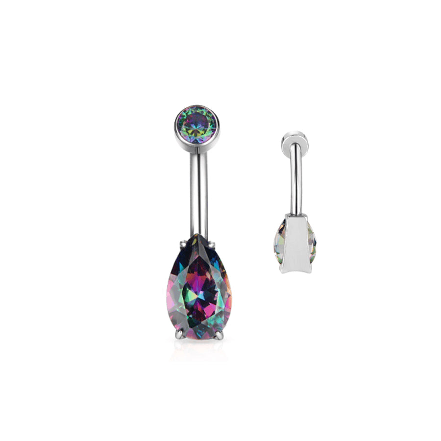 Belly Button Rings CZ Titanium Bezel Set - Main Image