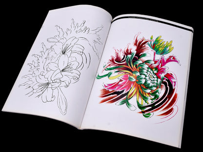 Flower Design and Tattoo Flash Sketch Reference Book A4