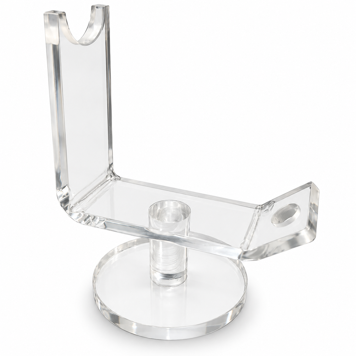Clear PMU pen machine holder stand – U-notch detail