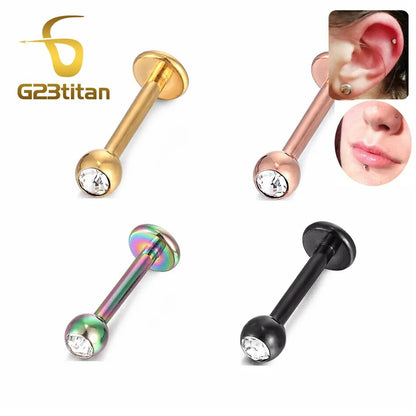 Externally Treaded Labret With Press Fit Jeweled Balls