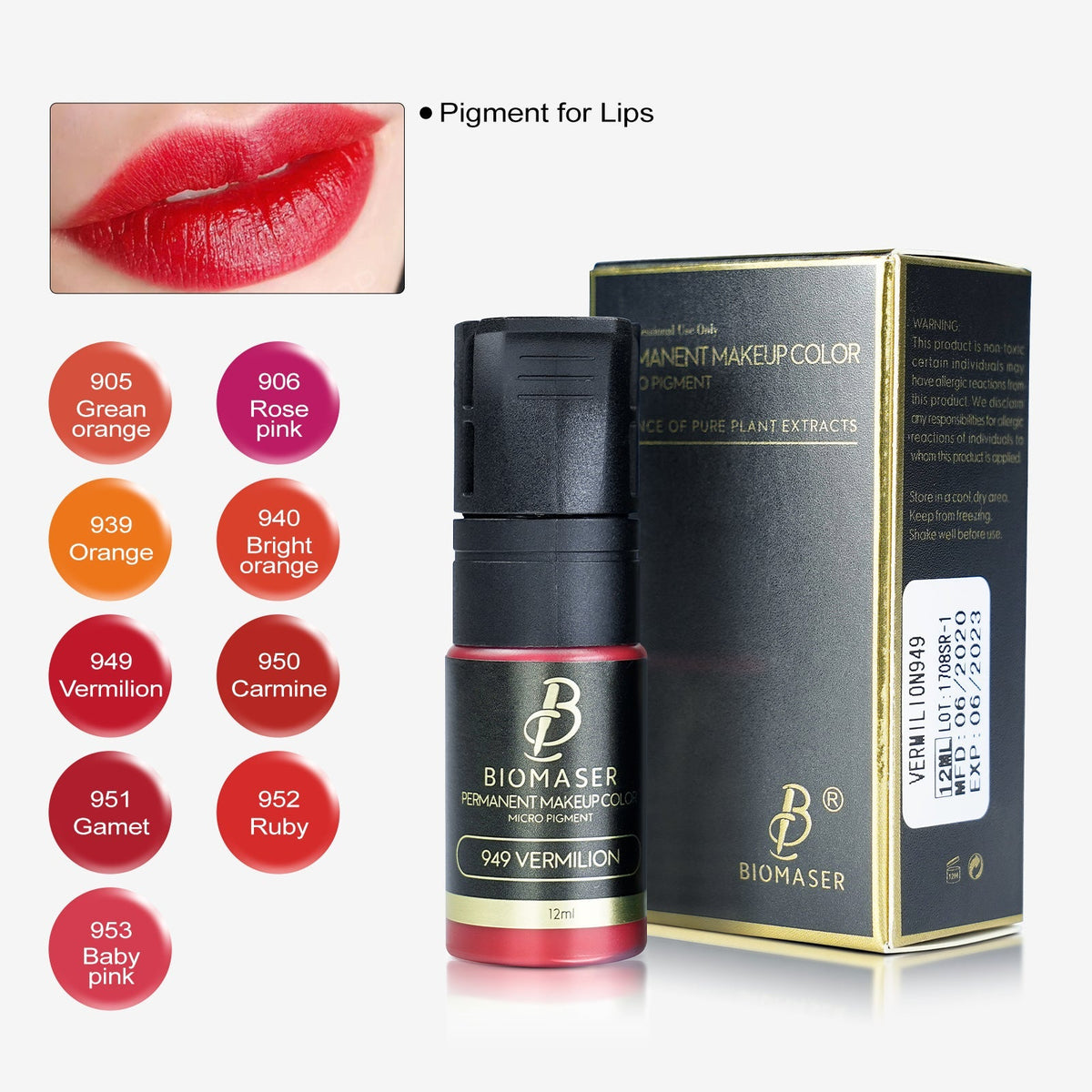 Biomaser lip pigment range