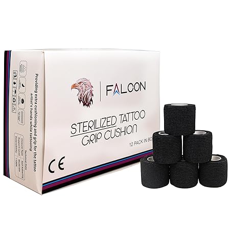Falcon Cohesive Bandage Magic Tattoo Grip Cover 5cm Cushion Tape 12pcs