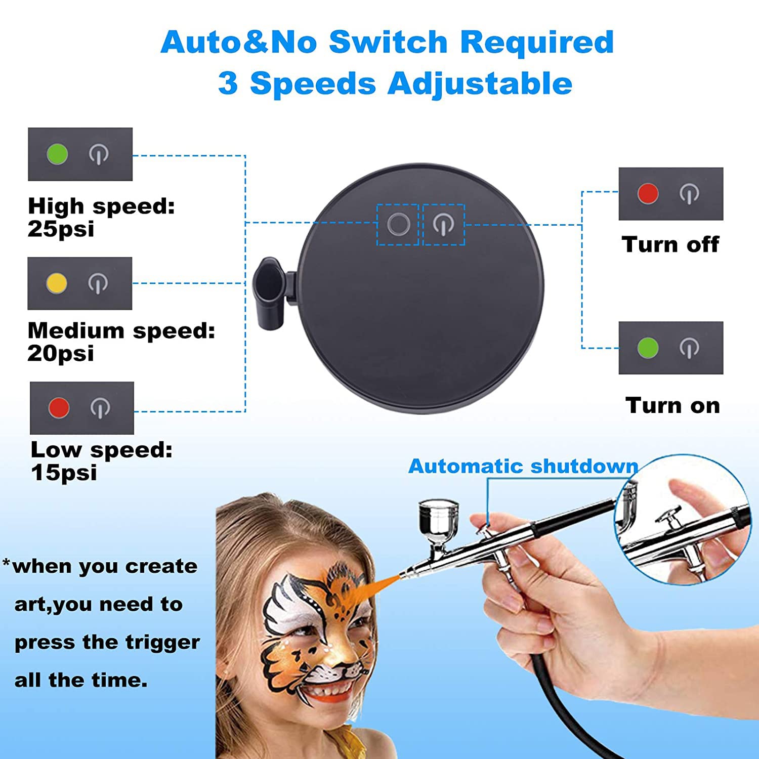 Airbrush set draadloos: multifunctioneel airbrushpistool met 3 Airbrush set draadloos: multifunctioneel airbrushpistool met 3