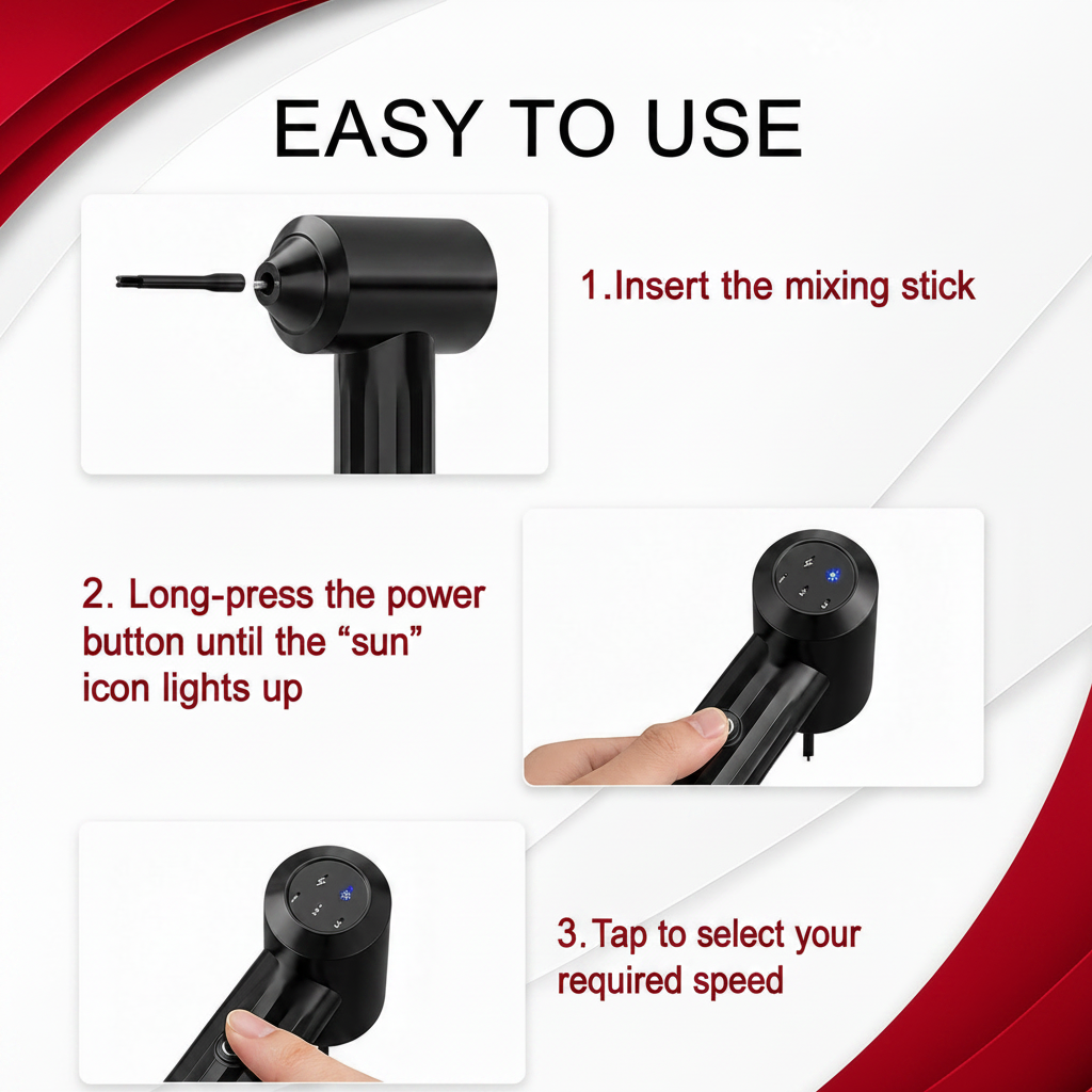 Rechargeable Tattoo Ink Mixer Kit – 3-Speed Pigment Stirrer with 5 Disposable Mixing Sticks
