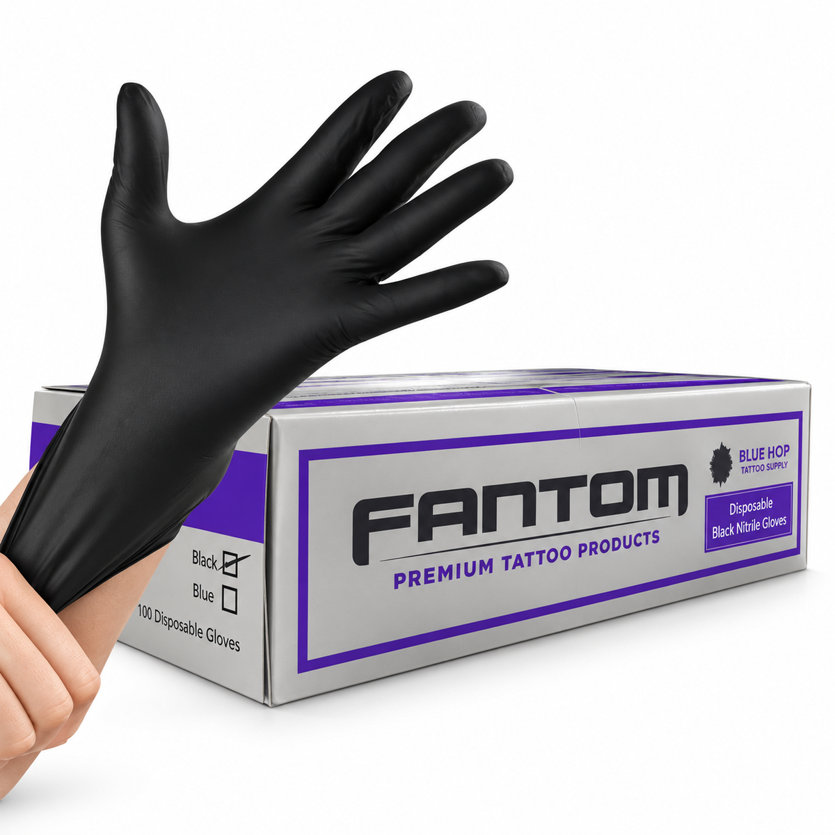 Premium Fantom Tattoo Gloves - 100% Nitrile (Pack of 100)