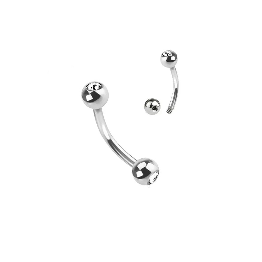 Curved Barbell With Press Fit Jeweled Ball