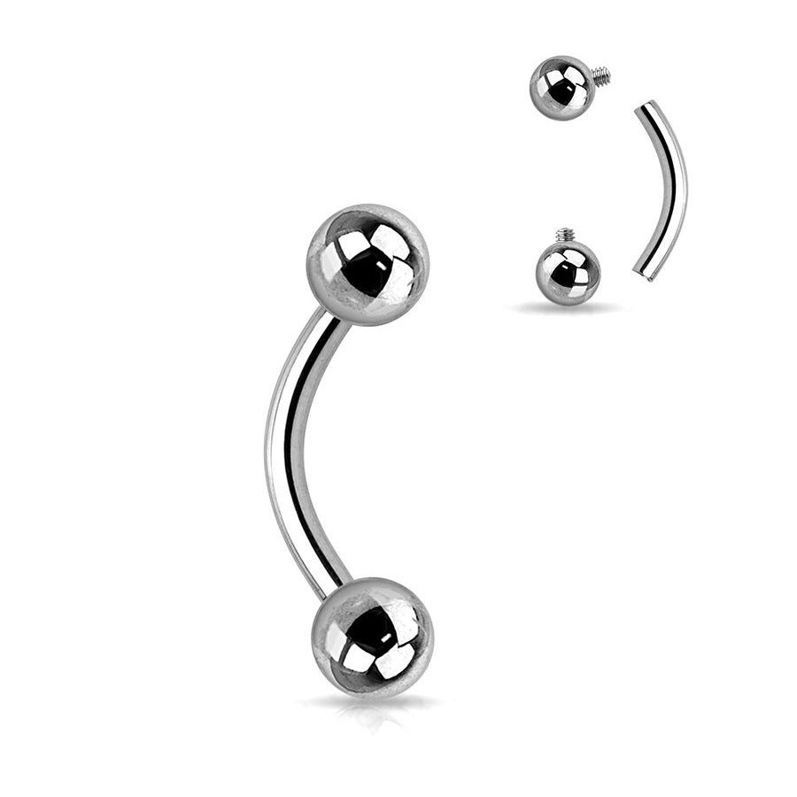 PAIR - 16G Prong CZ End Curved Barbells (14mm