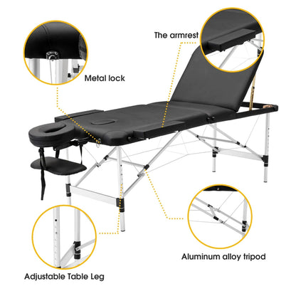 Portable Tattoo Spa Massage Table Bed Aluminium 2-Fold