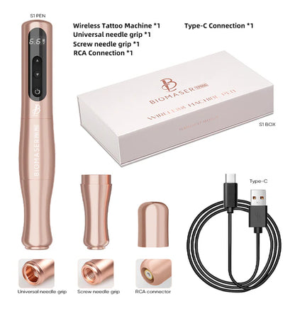 Biomaser P90 PRO Wireless PMU Pen - Long-Lasting, Silent & Portable for Brows/Lips/Eyeliner