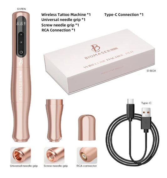 Biomaser P90 PRO Wireless PMU Pen - Long-Lasting, Silent & Portable for Brows/Lips/Eyeliner
