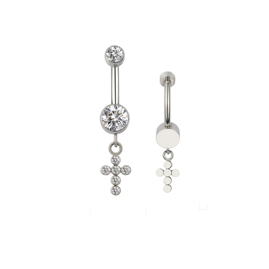 Cross hang belly ring