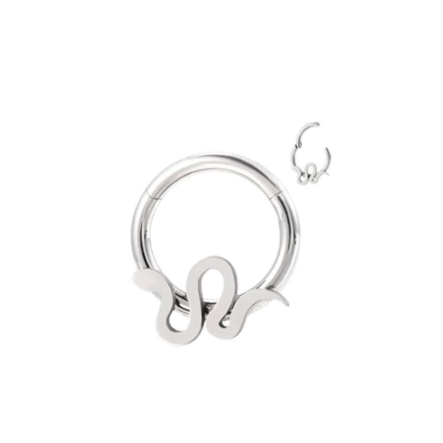 Snake hinged hoop ring