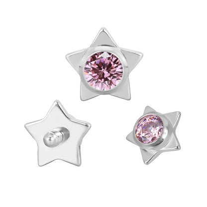 Titanium WIth CZ Center Internally Threaded Top for Ear & Nose