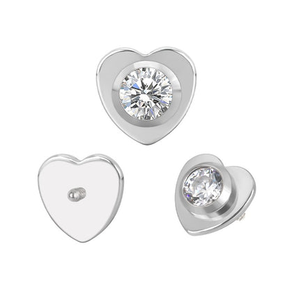 Titanium WIth CZ Center Internally Threaded Top for Ear & Nose