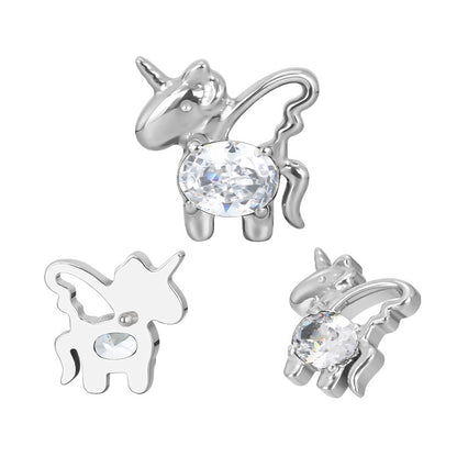 Titanium WIth CZ Center Internally Threaded Top for Ear & Nose