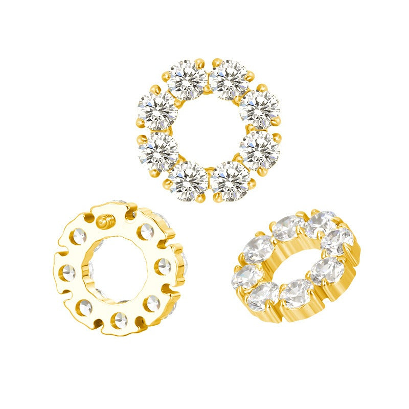 Titanium WIth CZ Center Internally Threaded Top for Ear & Nose