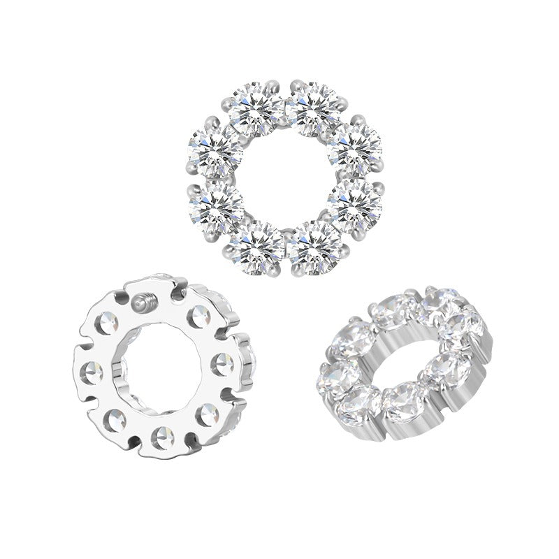 Titanium WIth CZ Center Internally Threaded Top for Ear & Nose
