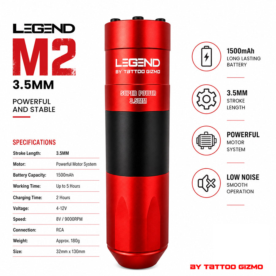 Legend M2 Wireless Tattoo Machine Pen – Professional Rotary Tattoo Machine