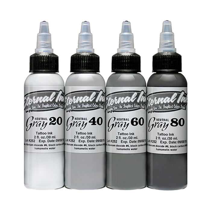 Eternal Neutral Grey  Tattoo Ink Set 4 bottles 1oz