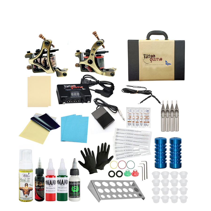 Coil tattoo machine kit with needles