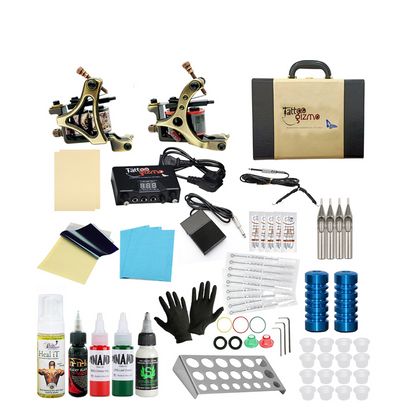 Coil tattoo machine kit with needles